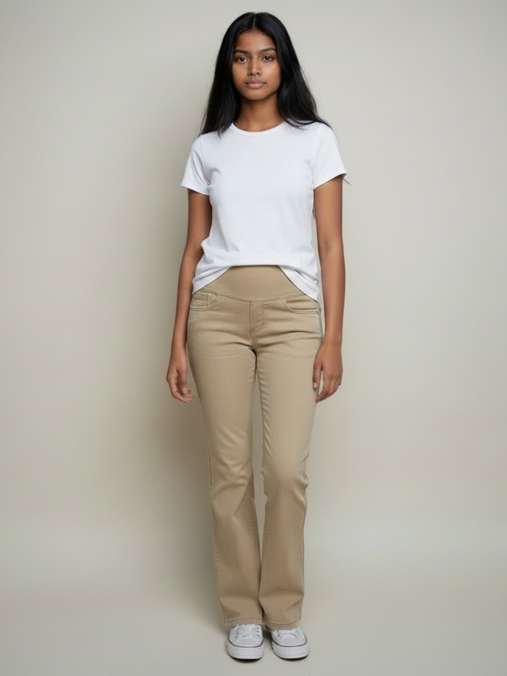 Maternity Three Seasons Maternity M High-Rise Straight Leg Khaki Pants